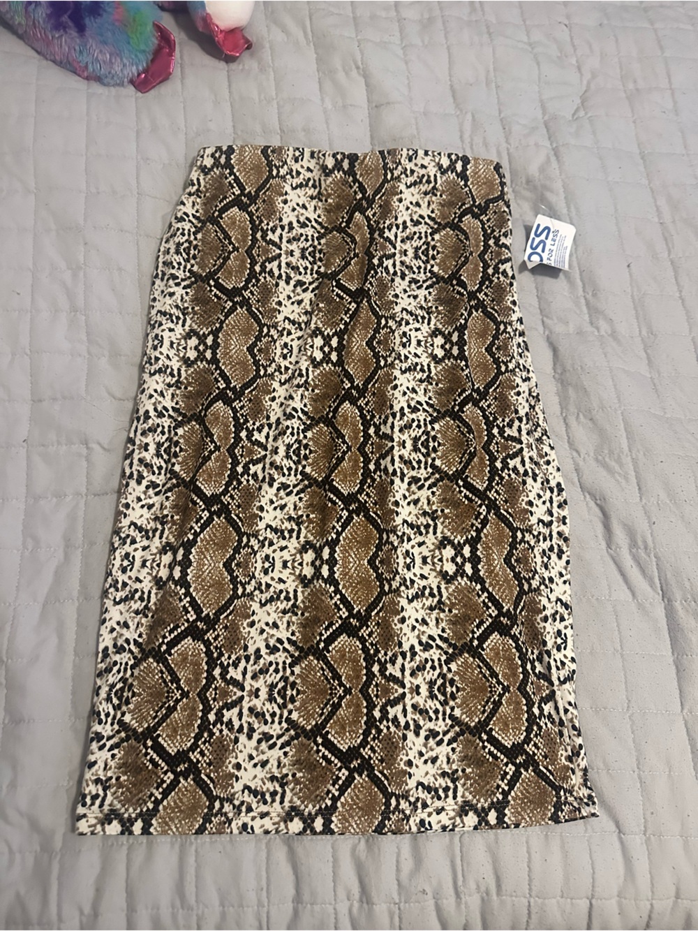 Snake-Print Pencil Skirt in Brown & Cream